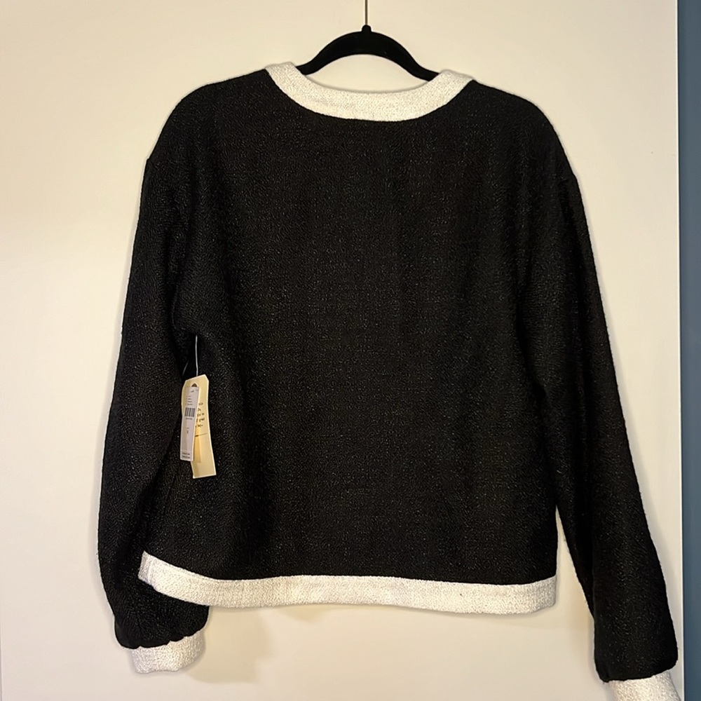 Anthropologie Black Jacket with White Trim and Gold Buttons - Picture 2 of 2